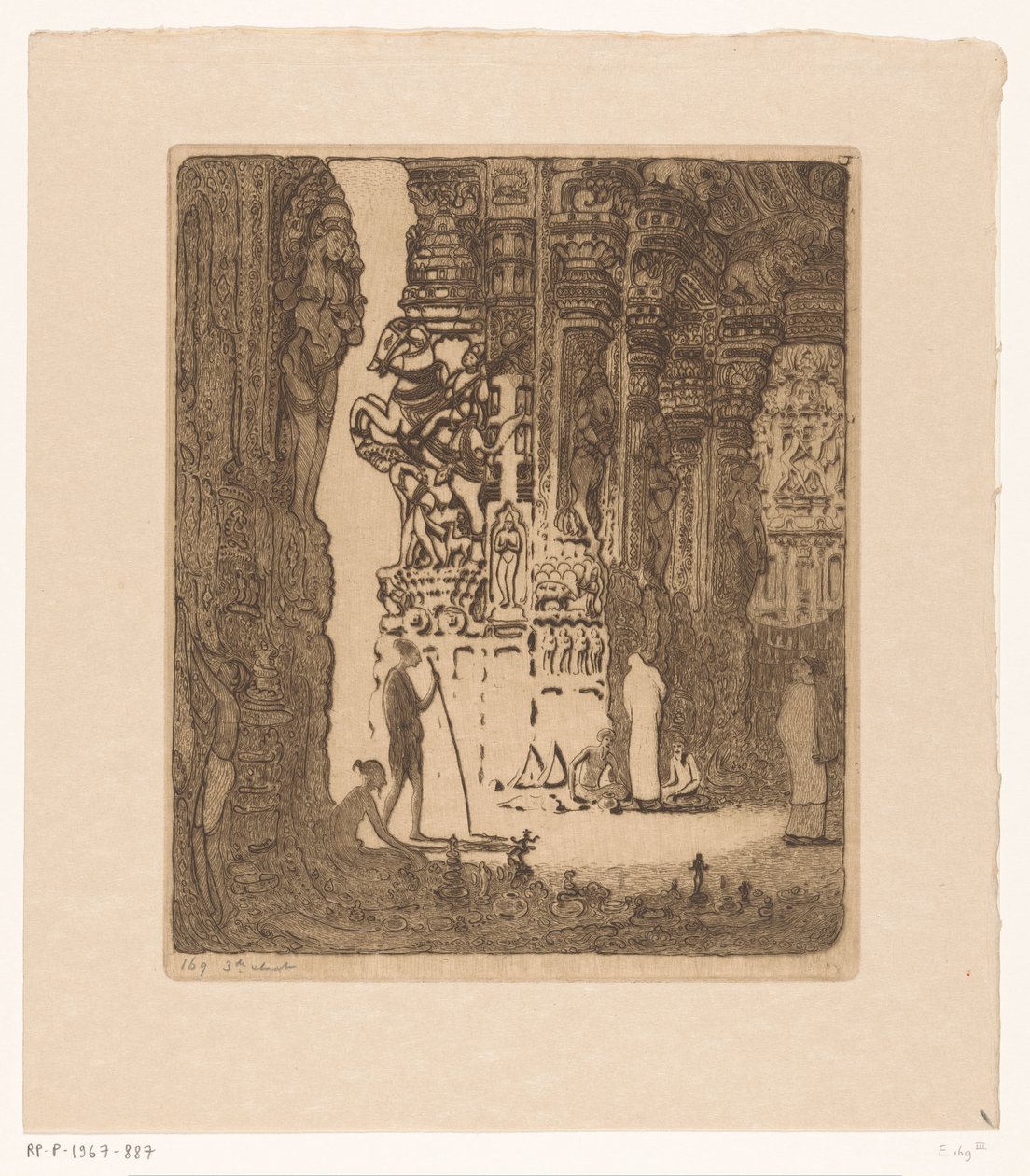 Skulpterede søjler i en basar i Madurai Bazaar, Madura (original titel) af Wijnand Otto Jan Nieuwenkamp