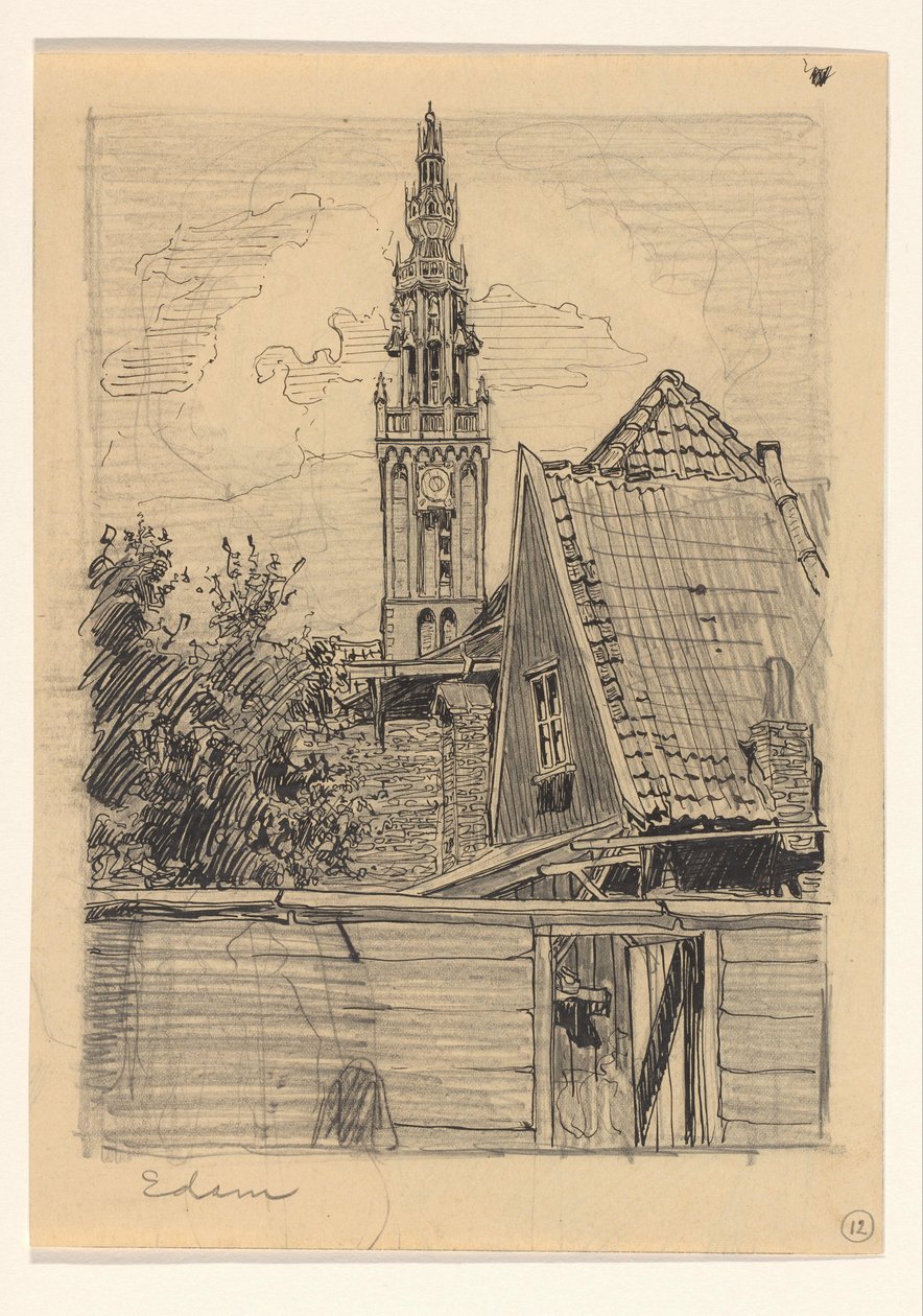 Udsigt til legetårnet i Vor Frue Kirke i Edam af Wijnand Otto Jan Nieuwenkamp