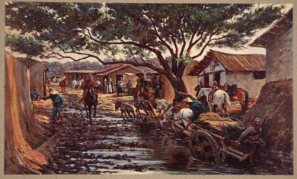 En russisk koloni ved Mukden, illustration fra "Manchuria: Images from the Russo-Japanese War", redigeret af A. Martynoff, Sankt Petersborg, 1907 af Wiktor Mazourowsky