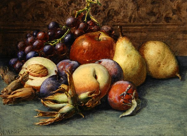 Still Life of Fruit (akvarel på papir) af Wilberforce Haddon