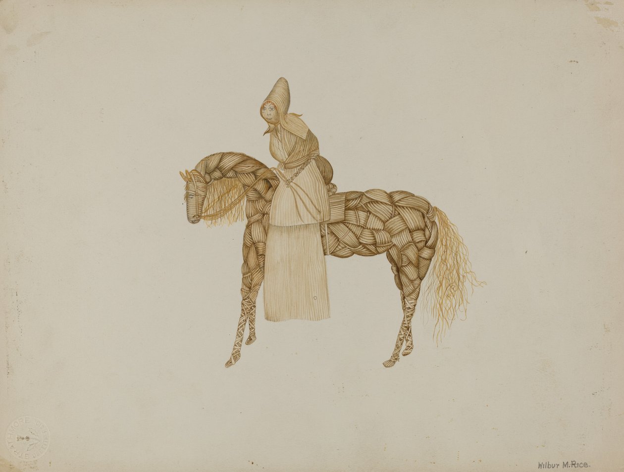 Corn Husk dukke på hest, 19351942. af Wilbur M Rice