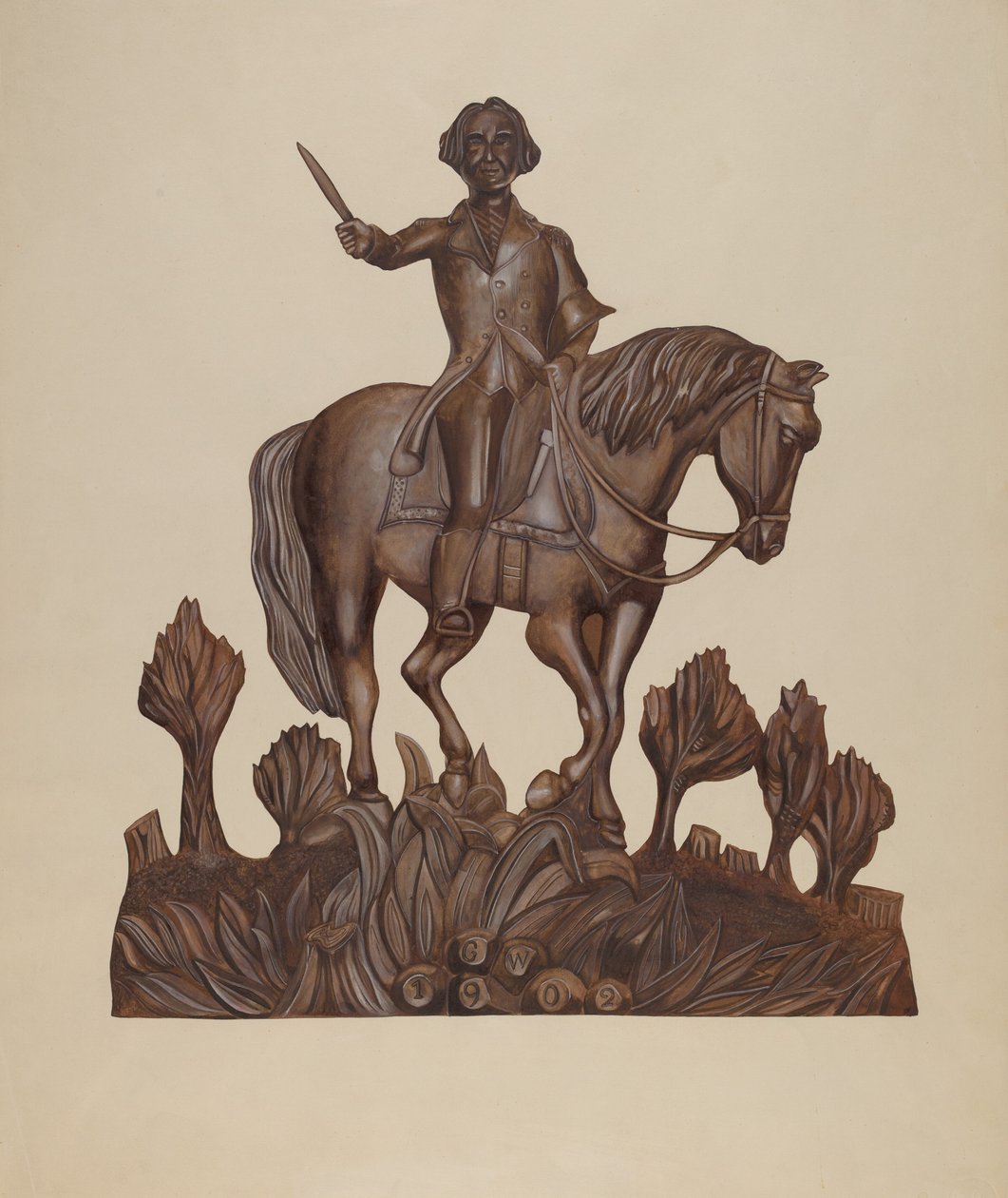 George Washington til hest, ca. 1938. af Wilbur M Rice