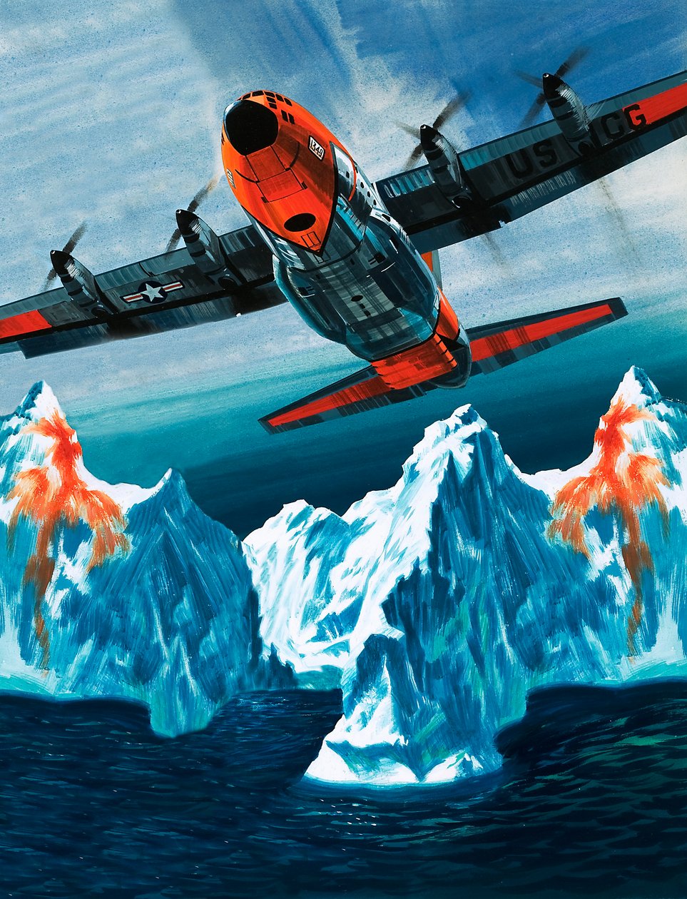 En Lockheed Hercules patruljerer isbjerge for kystvagten af Wilf (20th century) Hardy