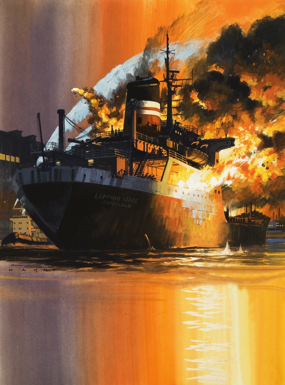 Brændende skib af Wilf (20th century) Hardy