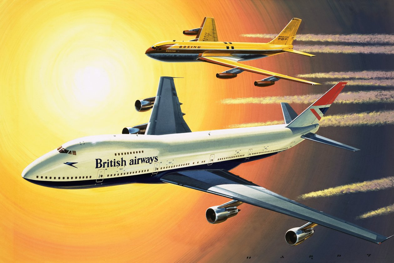 Boeing 747 med Boeing 707 i baggrunden af Wilf (20th century) Hardy
