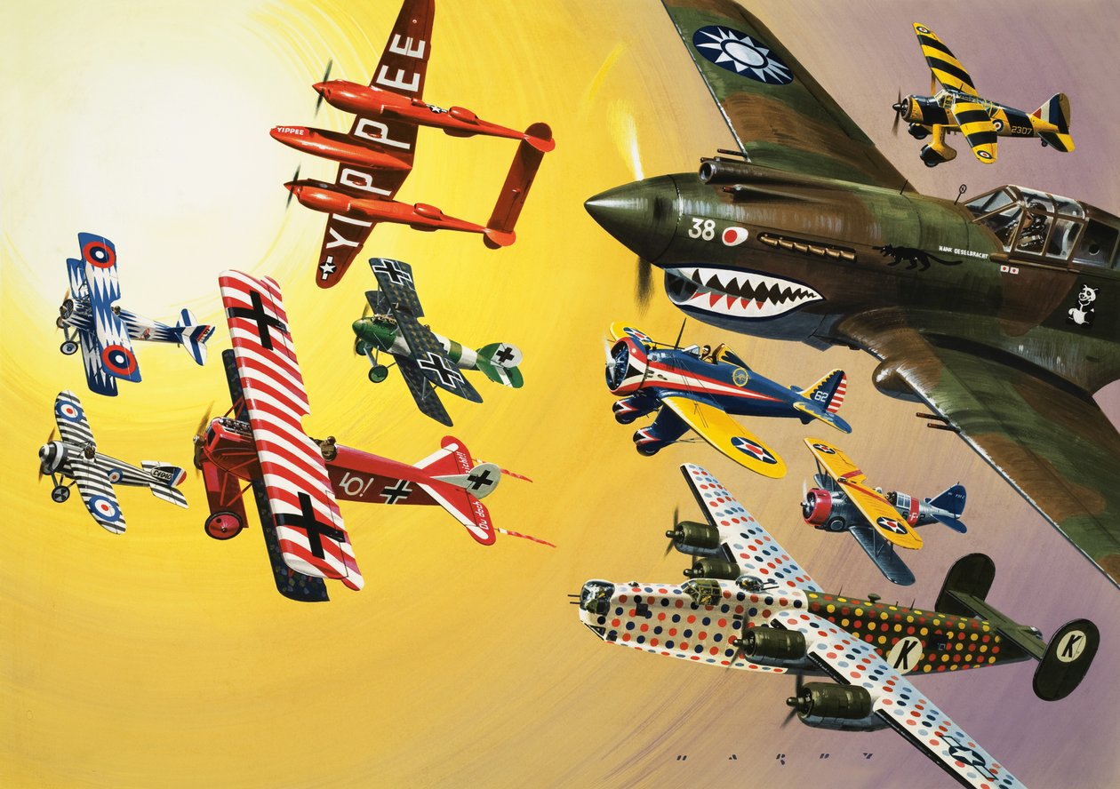 Montage af fly med farverige markeringer af Wilf (20th century) Hardy
