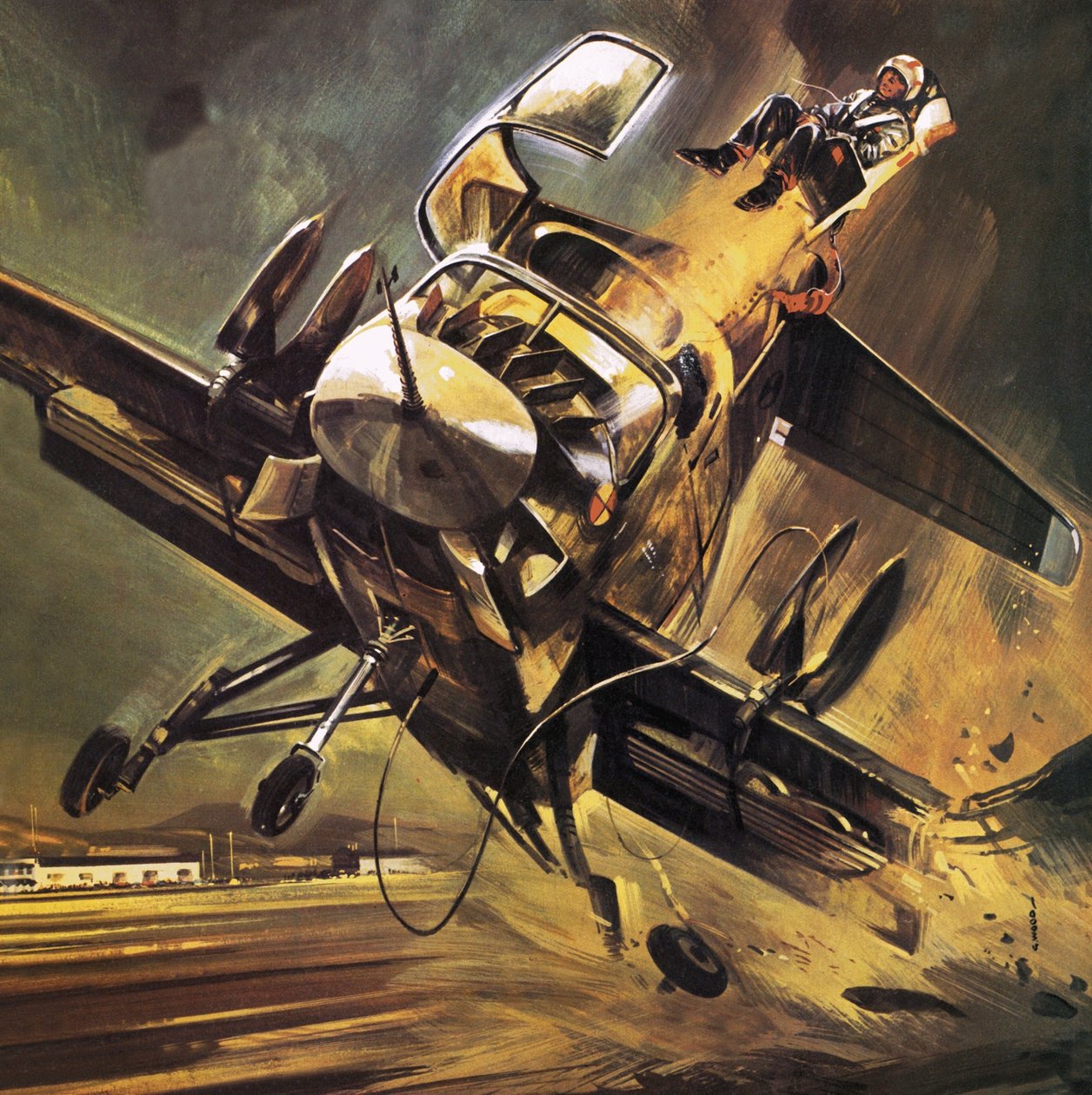 Pilot bliver skudt ud af Ryan XV-5 Jump Jet af Wilf (20th century) Hardy