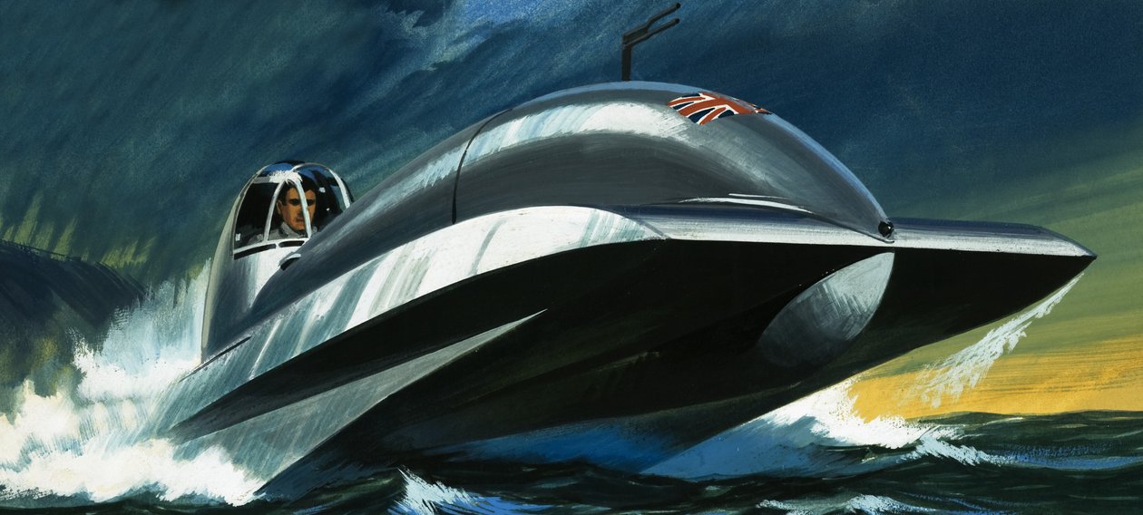 Uidentificeret jetdrevet båd af Wilf (20th century) Hardy