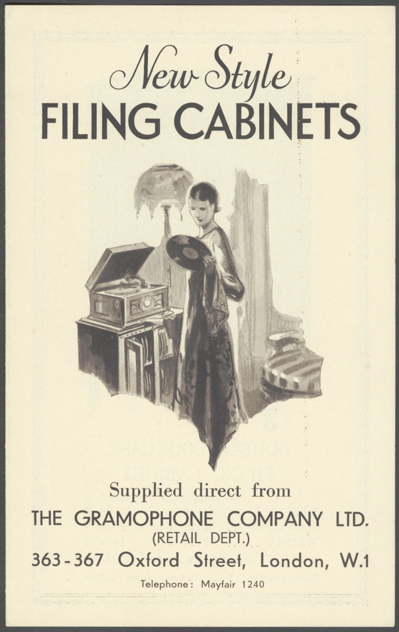 The Gramophone Company Arkivskabe, 1920