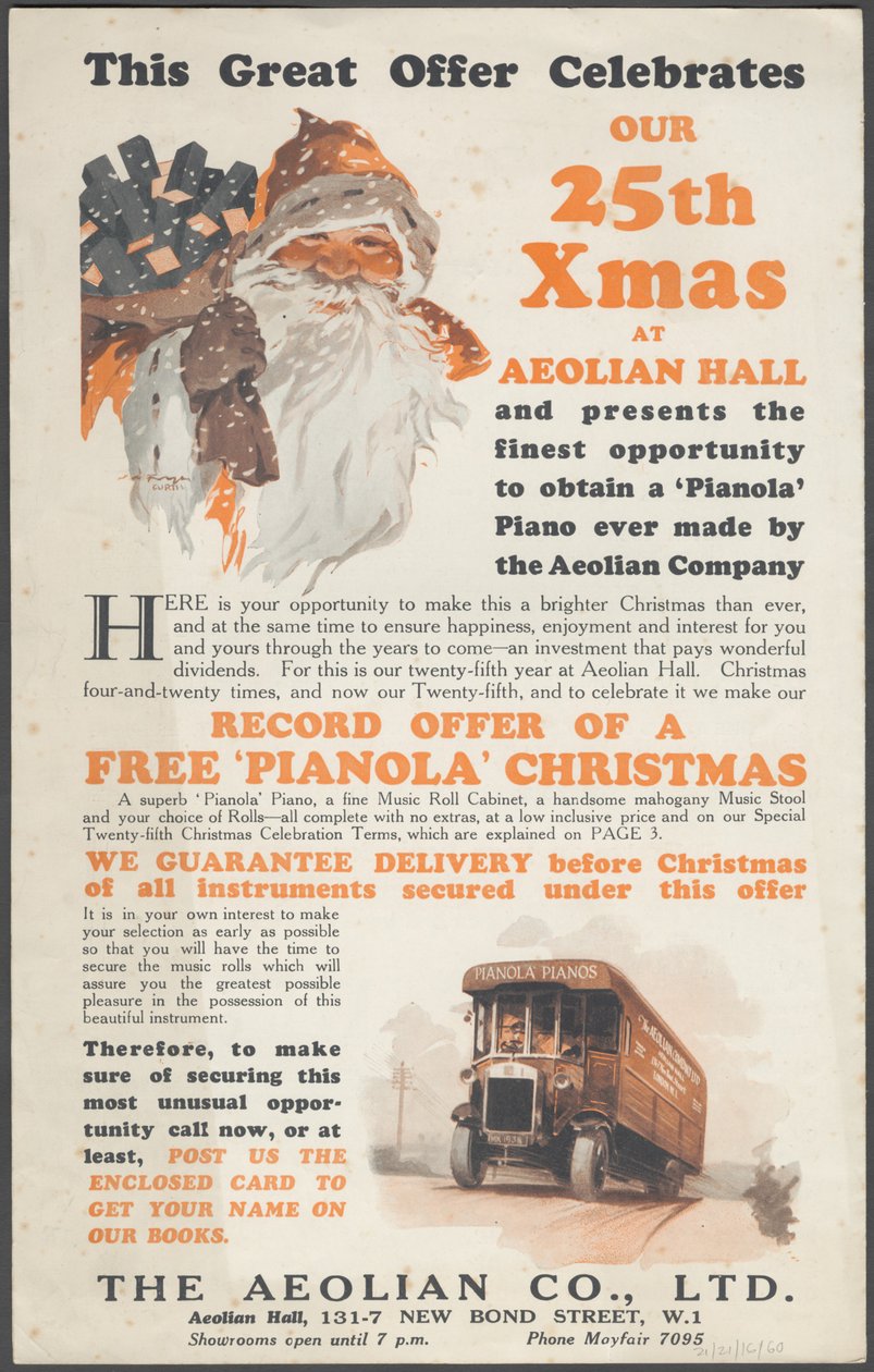 Aeolian Company Pianolas, 1920