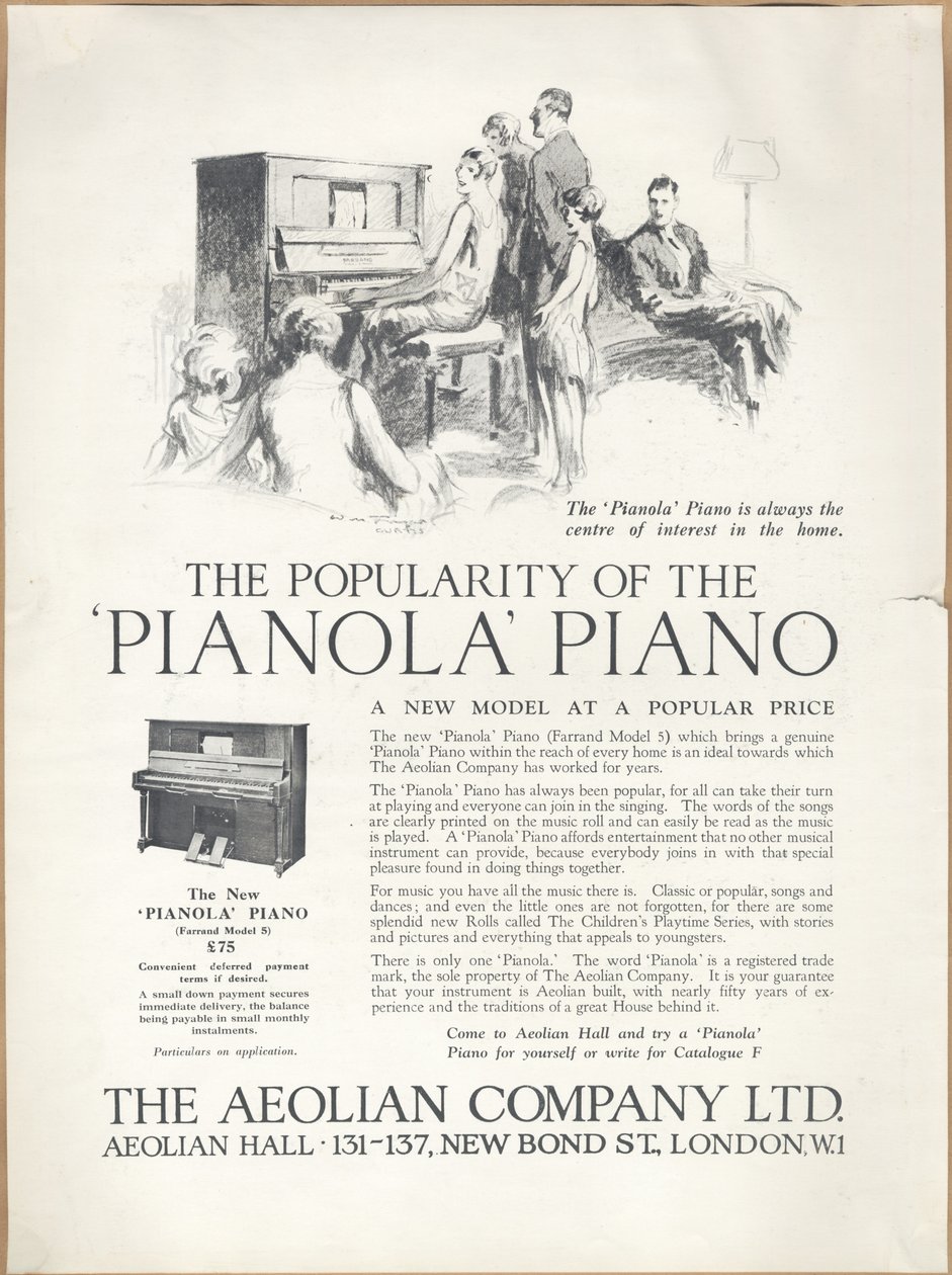 Aeolian Company Pianolas, 1920