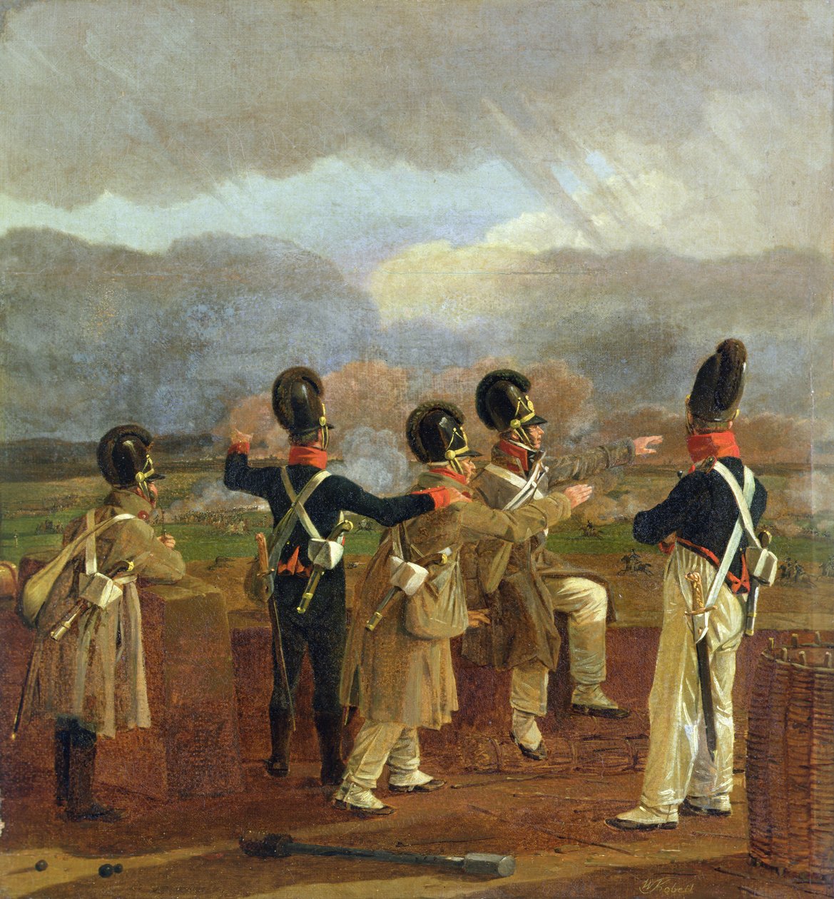 Soldater på volden, ca. 1809 af Wilhelm Alexander Kobell