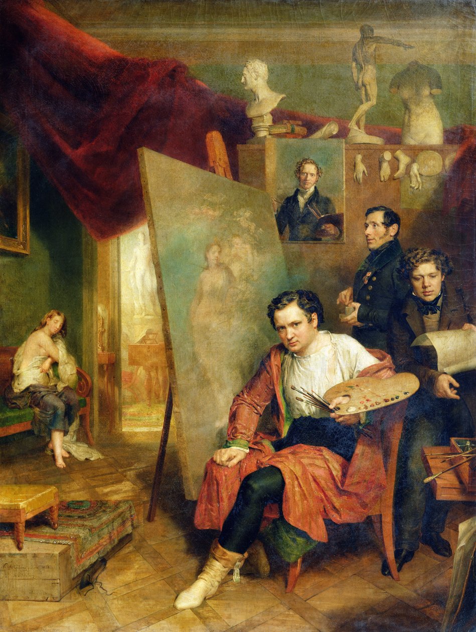 I malerens atelier, 1832 af Wilhelm August Golicke