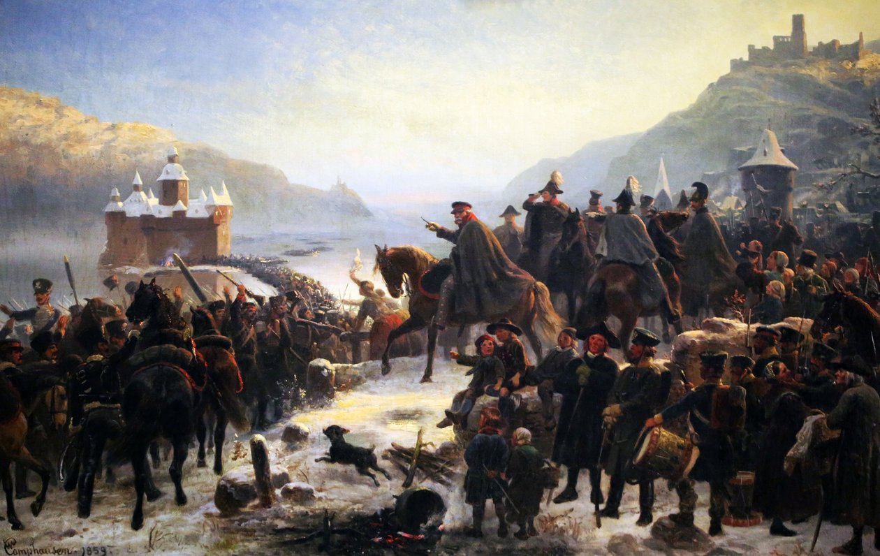Blucher krydser Rhinen ved Kaub af Wilhelm Camphausen