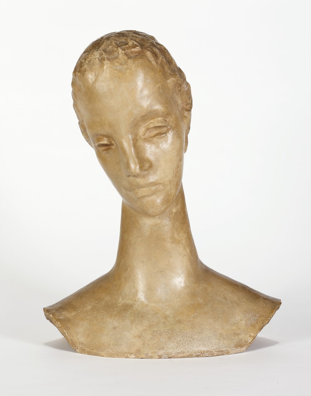 Buste af en eftertænksom kvinde, 1913-14 (bearbejdet sten) af Wilhelm Lehmbruck