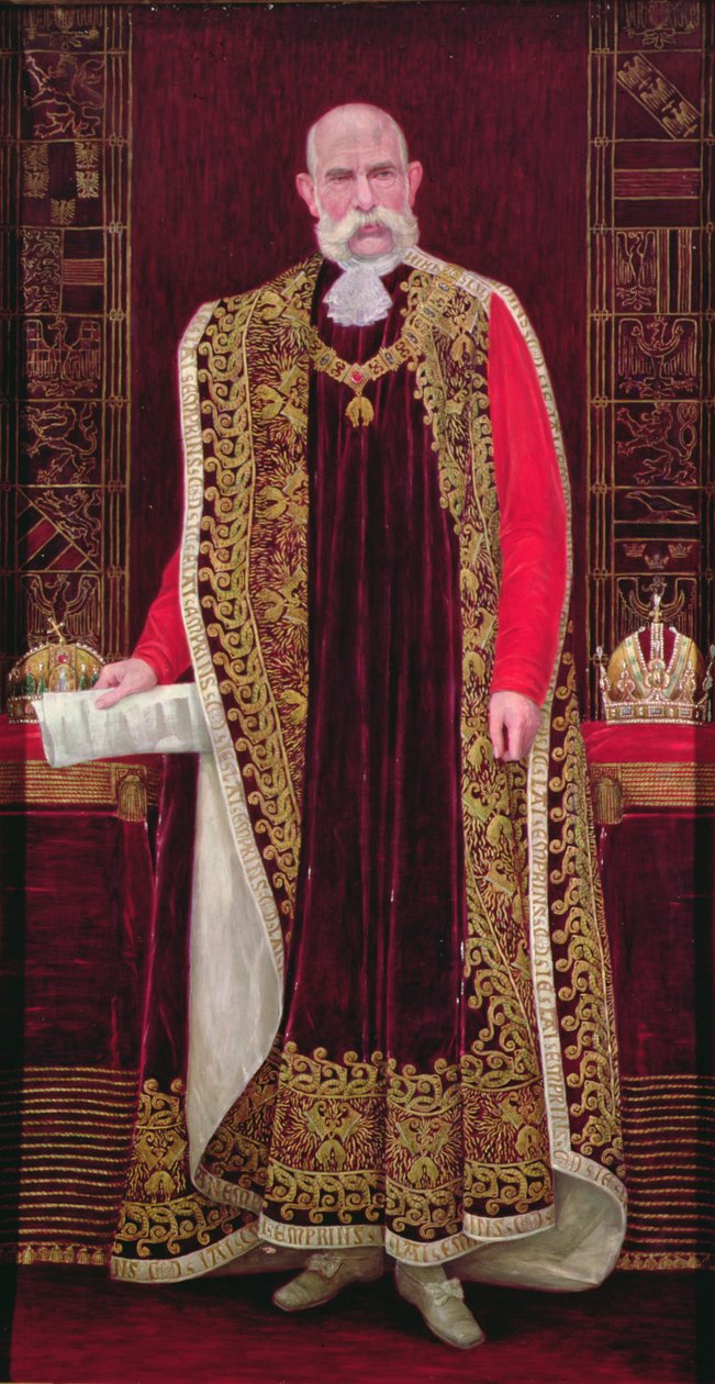 Kejser Franz Joseph I af Østrig (1830-1916) iført de officielle klæder af Ordenen af Det Gyldne Skind, ca. 1910 af Wilhelm List