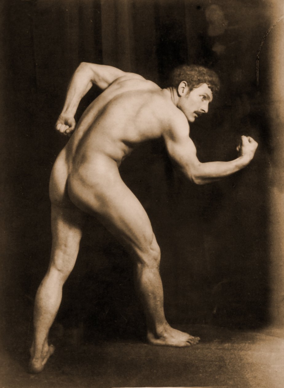 Studie af en mandlig nøgen, ca. 1900 (sepia foto) af Baron Wilhelm von Gloeden