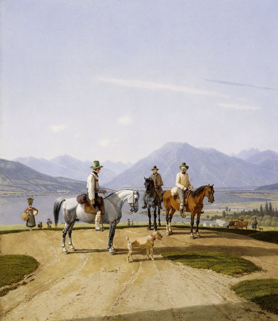 Ryttere ved Tegernsee, 1838 af Wilhelm Alexander Kobell