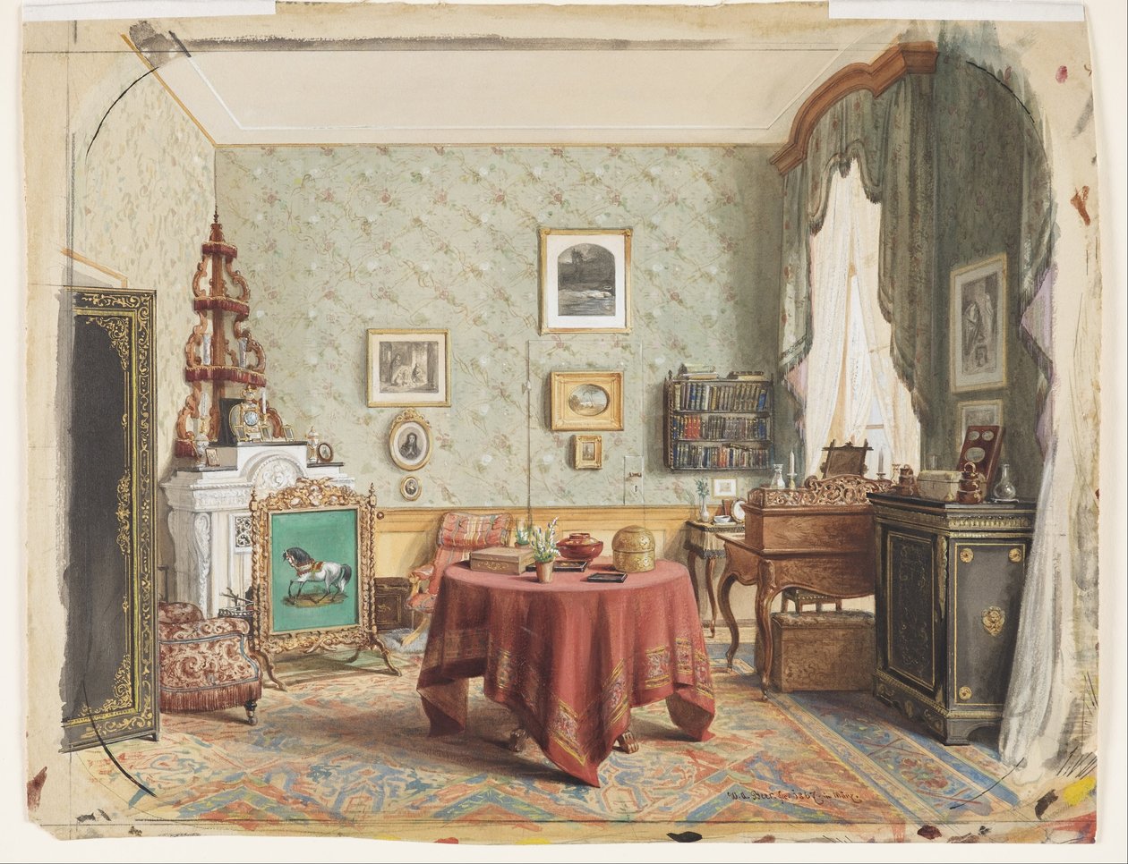 En stue med skrivebord af Wilhelm Amandus Beer