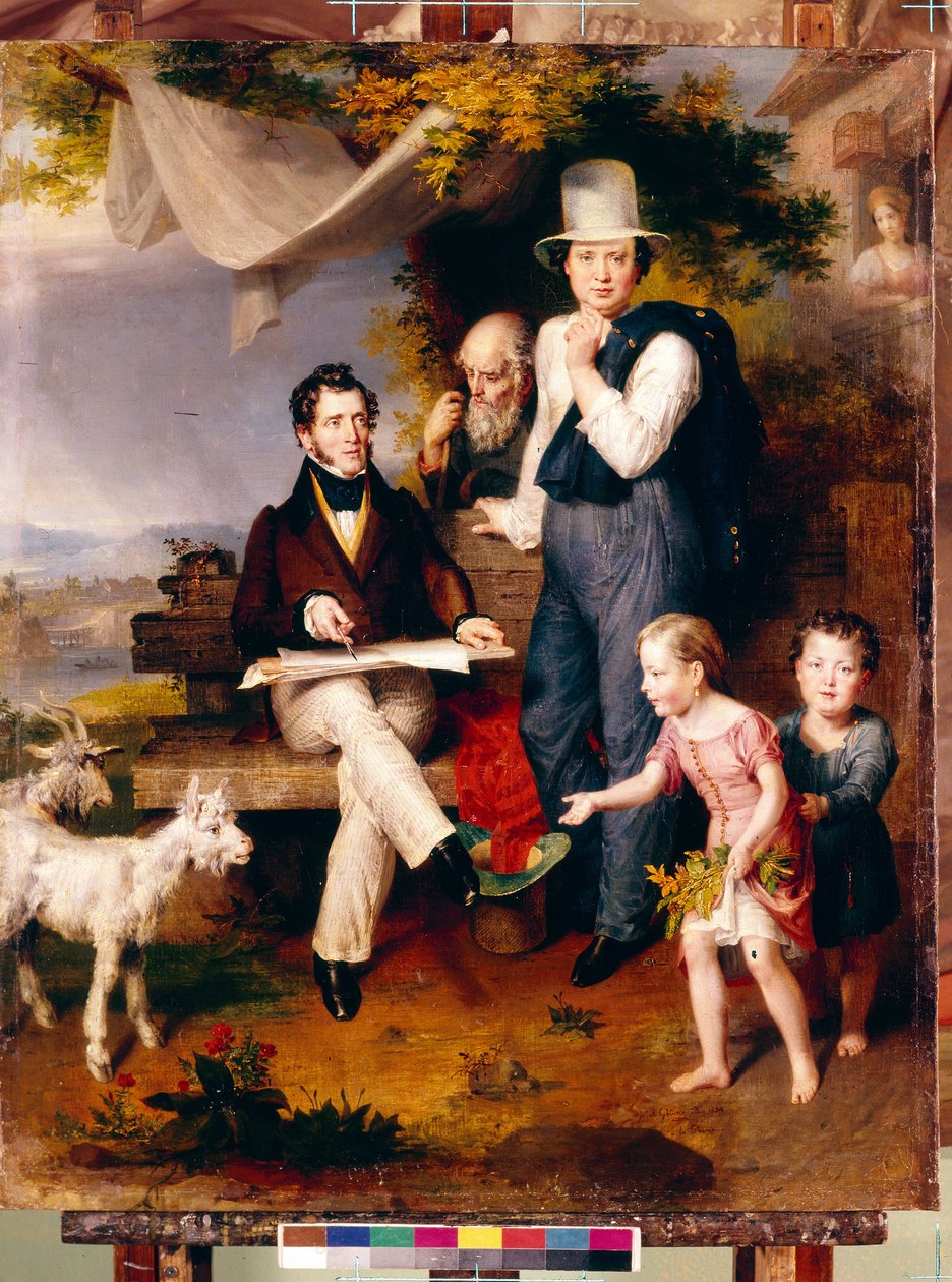 Selvportræt med portrættet af kunstneren George Dawe (1781-1829). (Selvportræt med portrættet af kunstneren G. Dawe). Maleri af Wilhelm August Golicke (1802-1848), olie på lærred af Wilhelm August Golicke