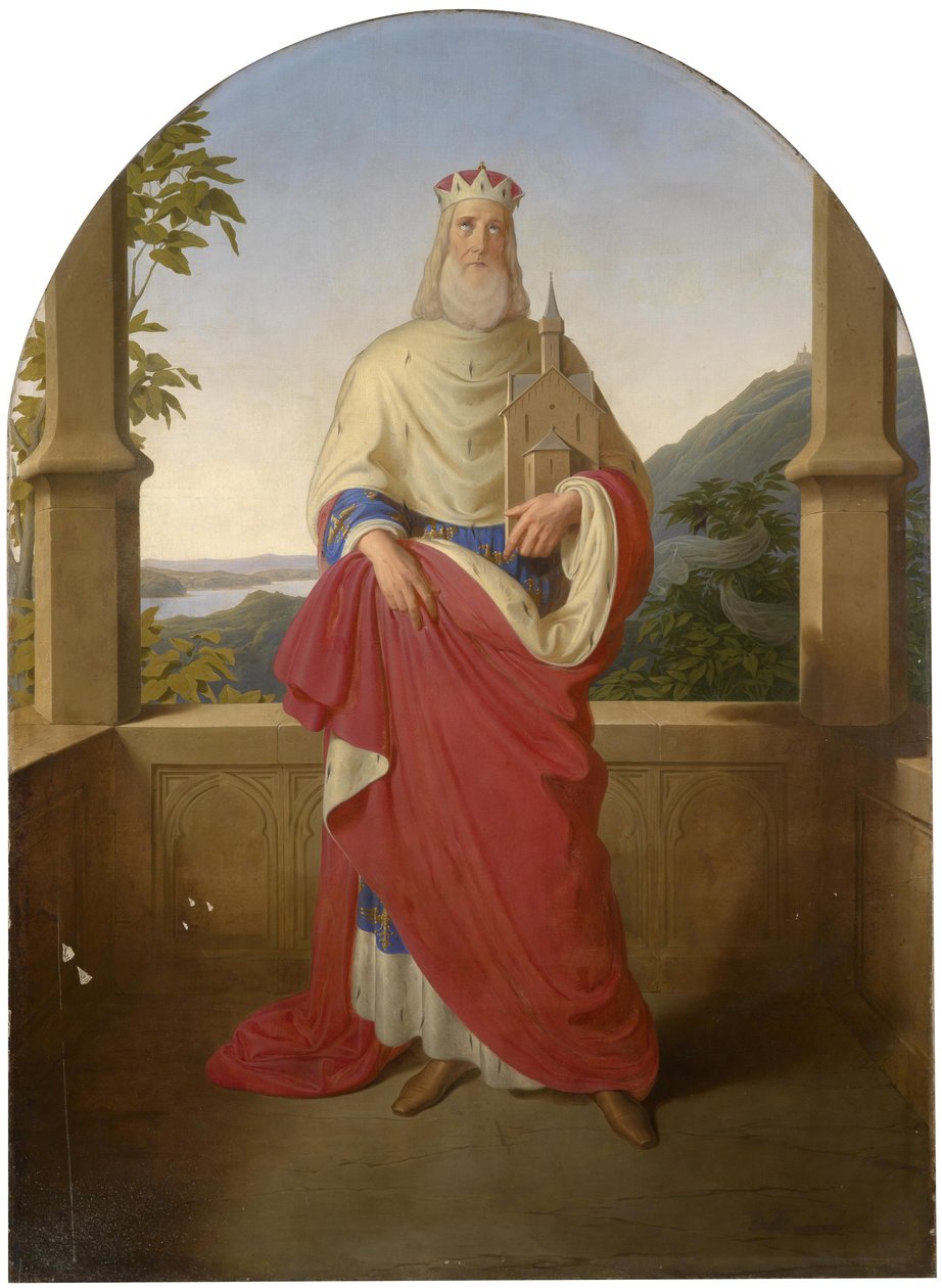Bogdan Mandic, ou Frere Leopold dit Leopold de Castelnuovo - Saint Leopold devant le Donau et la montagne Leopoldsberg - Saint Leopold foran en udsigt over Donau og Leopoldsberg i baggrunden, af Rieder, Wilhelm August (1796-1880). Olie på lærred af Wilhelm August Rieder