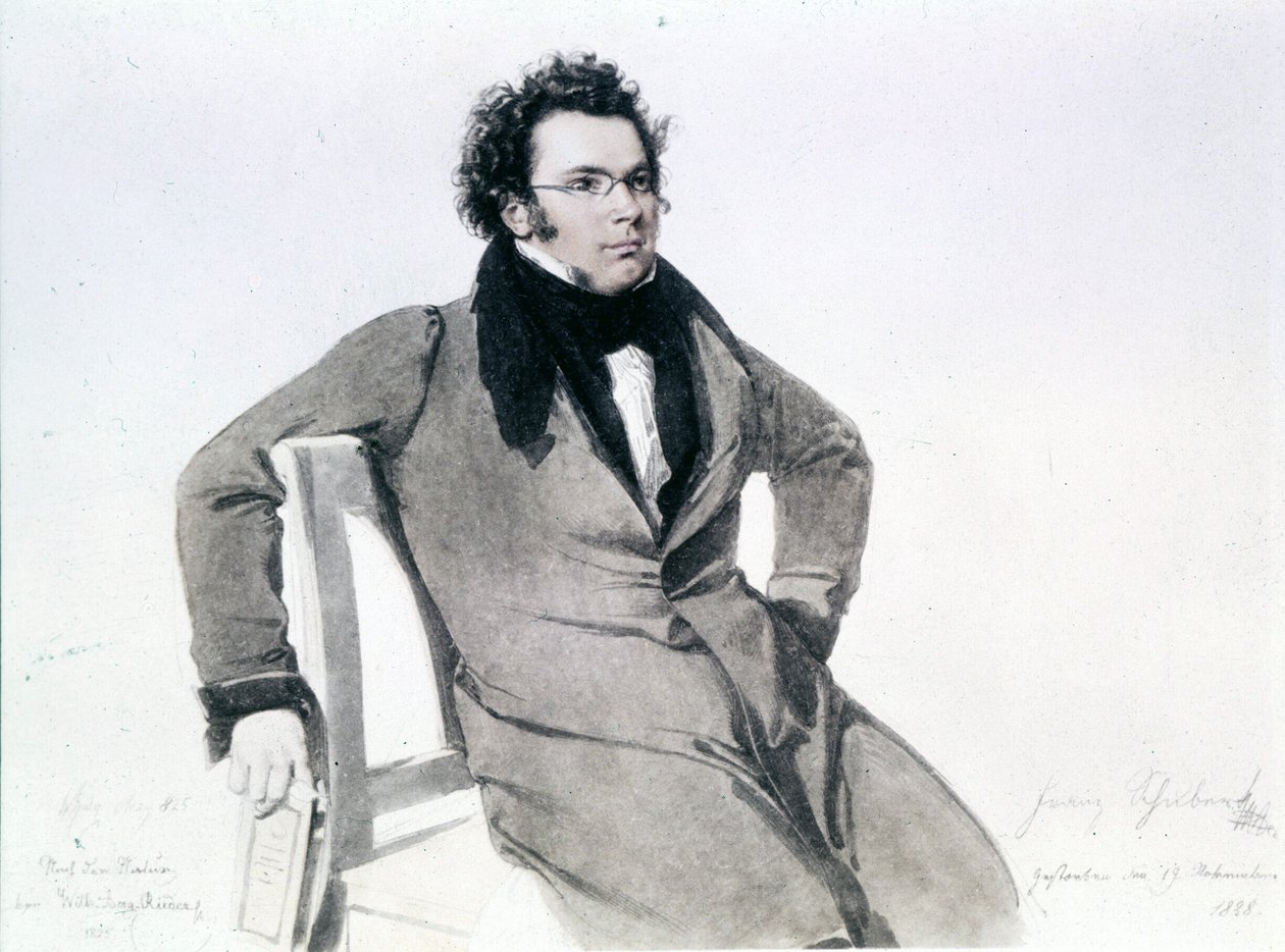 Franz Schubert (1797 - 1828), akvarel af August Reider af Wilhelm August Rieder