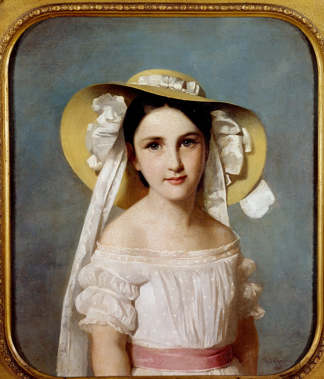 Portræt af frøken Emily Leo. Portræt af en ung pige. Maleri af Whilem Lehmann (1819-1905) af Wilhelm Auguste Rudolf Lehmann