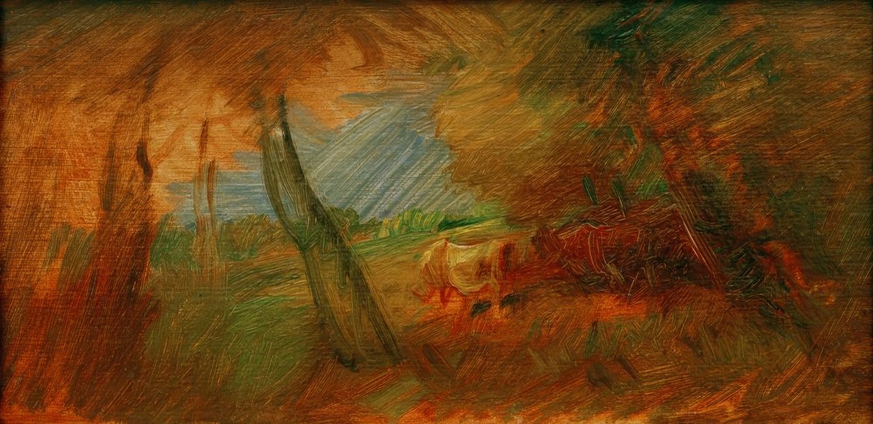 Efterårs skoveng med køer af Wilhelm Busch