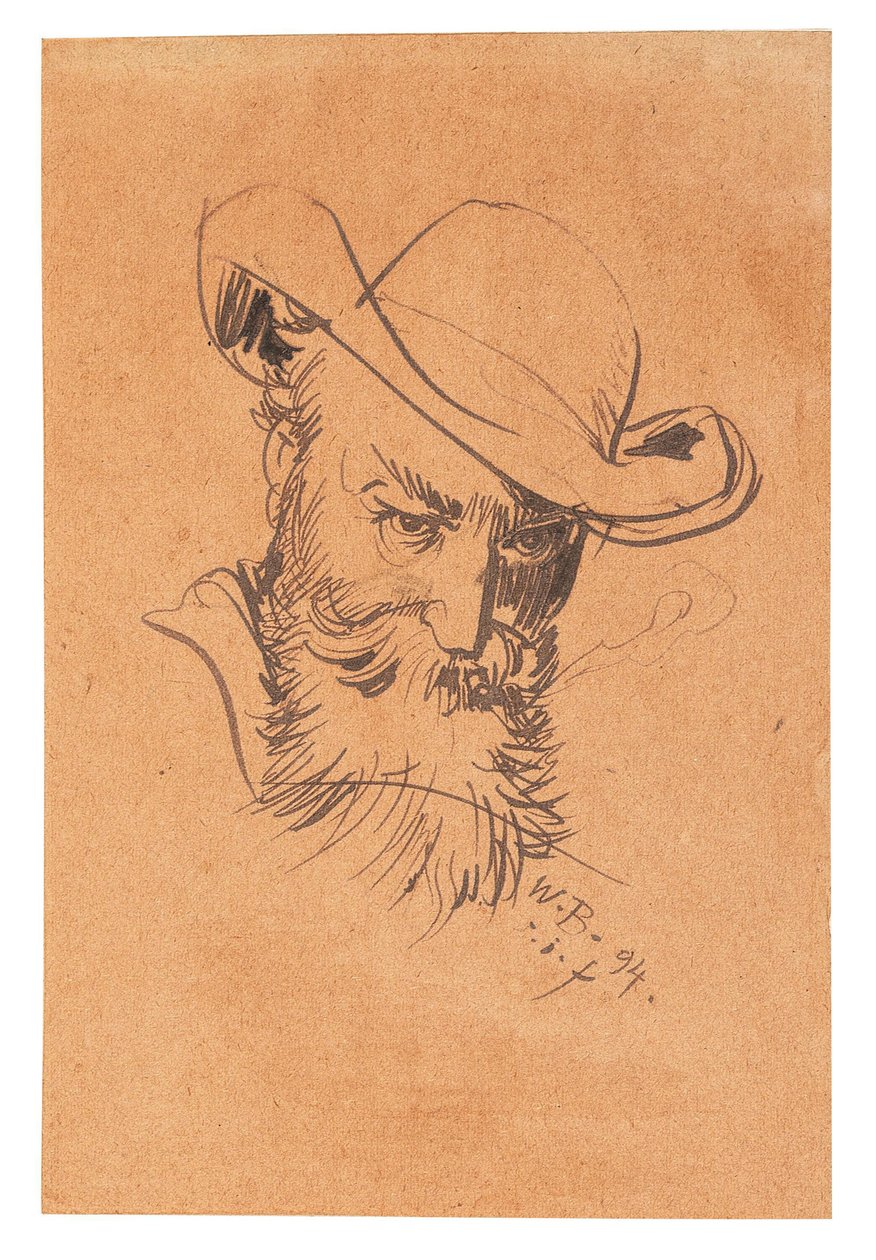 Selvportræt med hat, 1894. af Wilhelm Busch