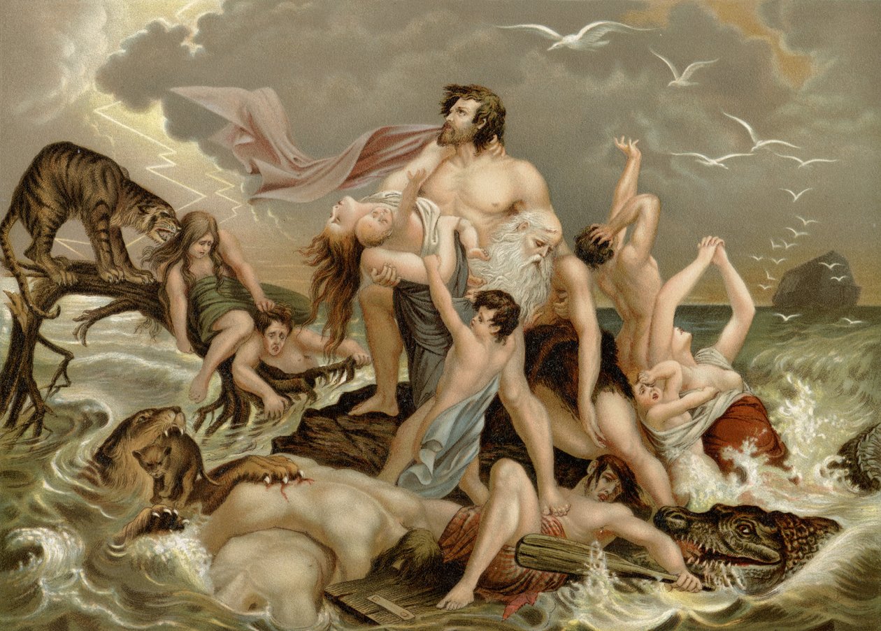 Syndfloden (farve litho) af Wilhelm Ebbinghaus