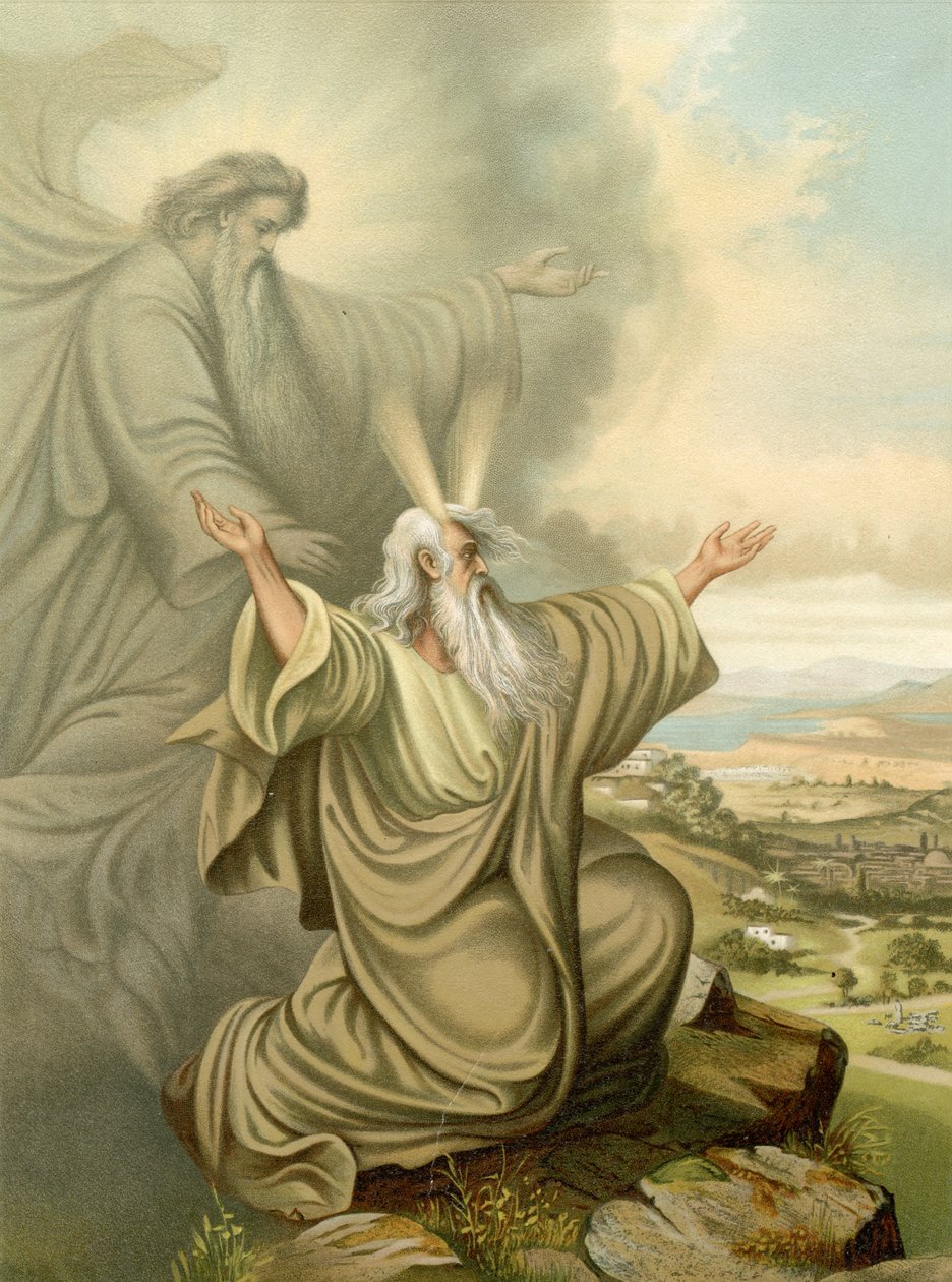 Herren viser Moses det forjættede land (farve litho) af Wilhelm Ebbinghaus