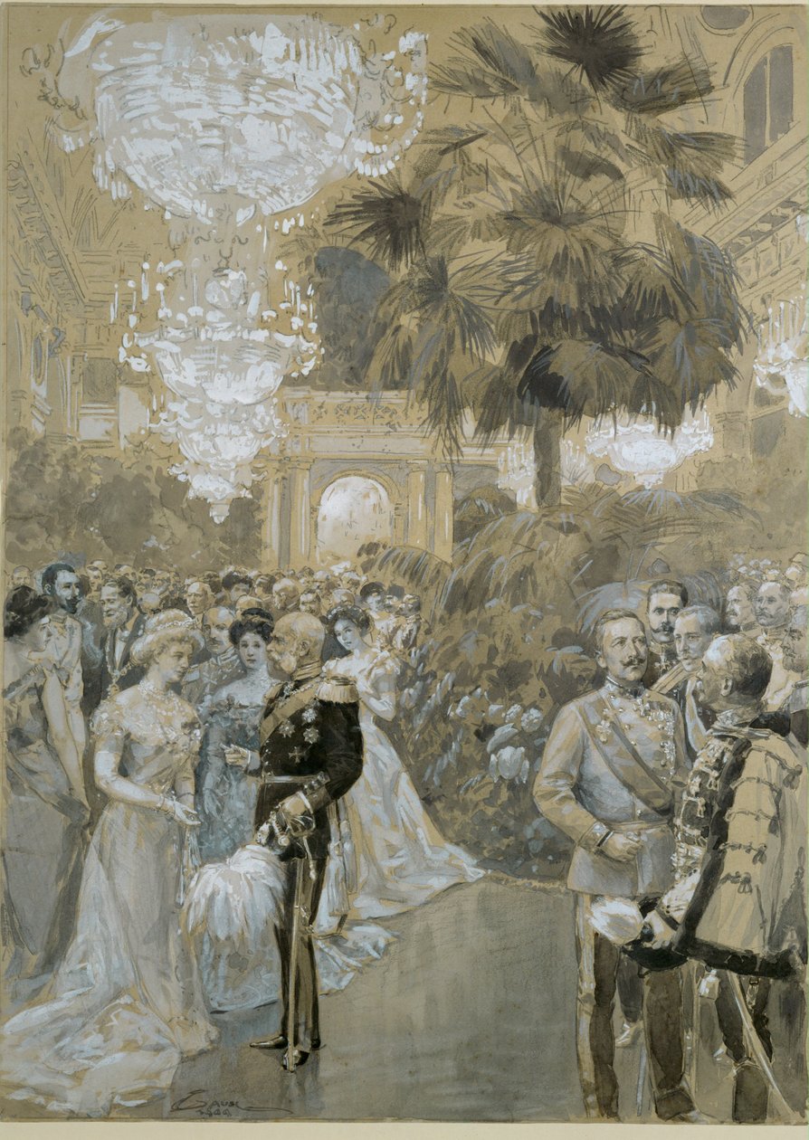 Hofbal i Hofburg i Wien, bypaladset for kejserne af Østrig-Ungarn ... af Wilhelm Gause