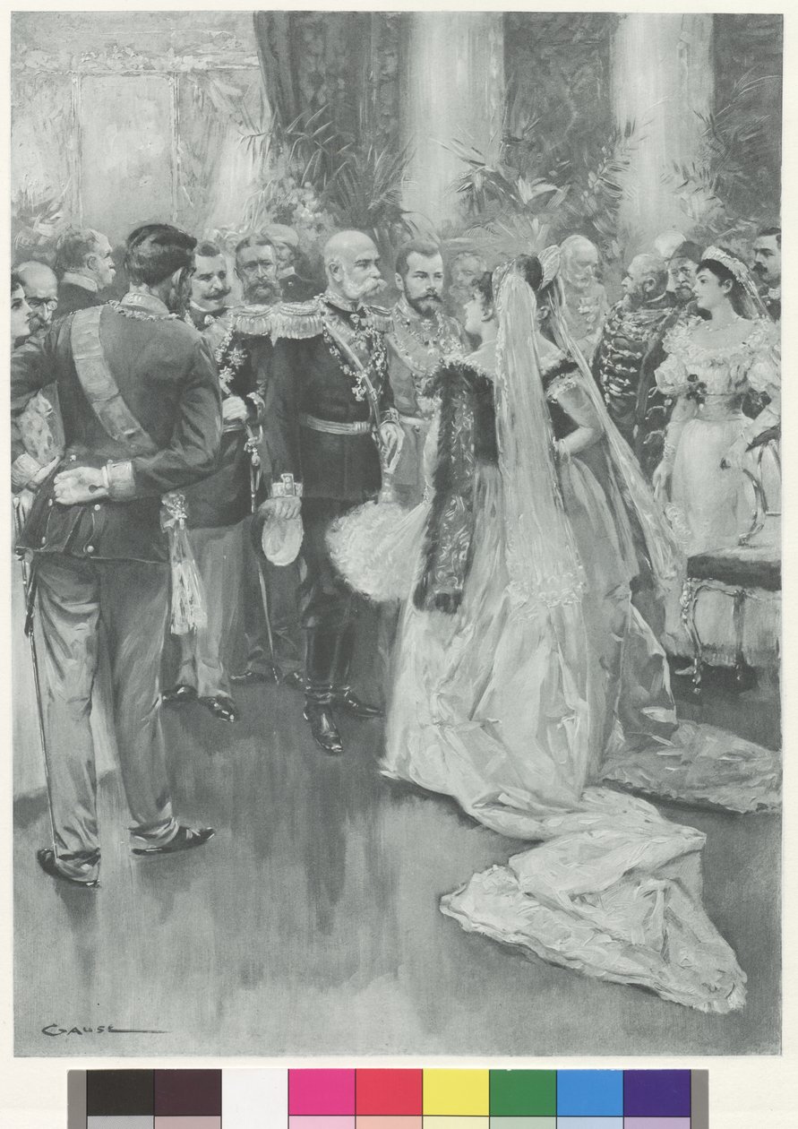 Kejser Franz Joseph I og zar Nikolaus II i Petersborg efter den store festmiddag af Wilhelm Gause