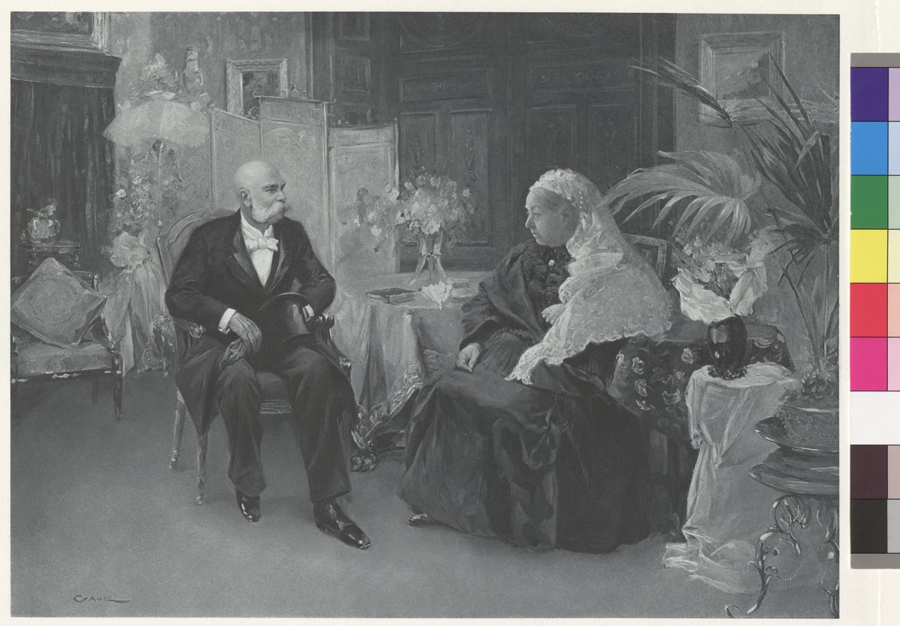 Dronning Victoria og kejser Franz Joseph på Hotel du Cimiez i Nice af Wilhelm Gause