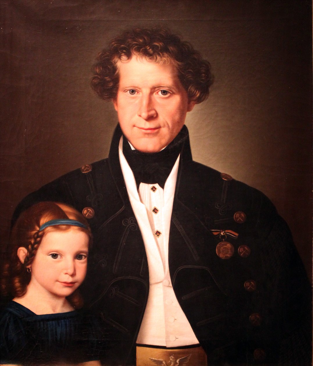 Smeltemester Ferdinand Zimmermann med sin datter Marie} af Wilhelm Gottfried Bauer