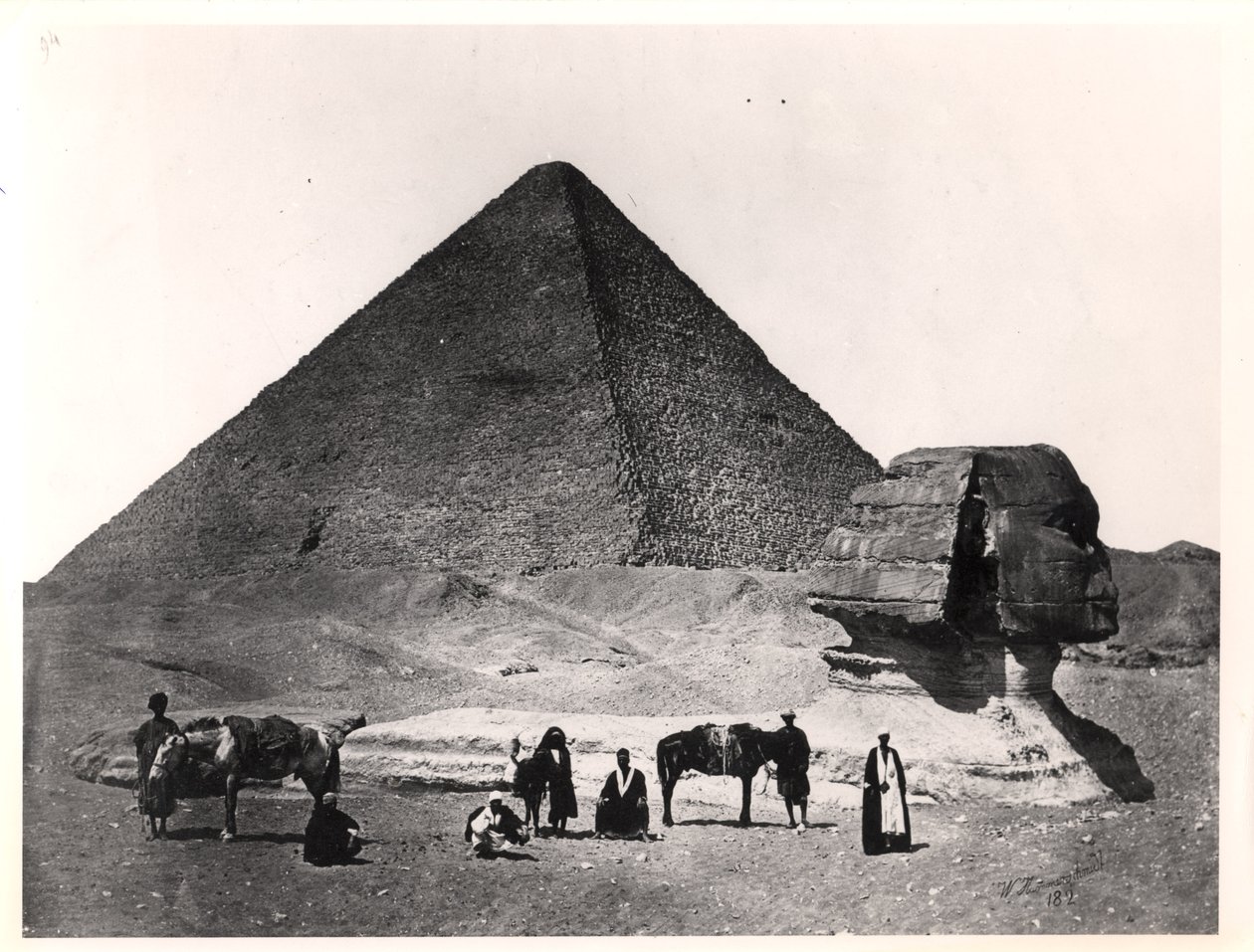 Sfinksen og den store pyramide af Khufu i Giza, ca. 1860 af Wilhelm Hammerschmidt