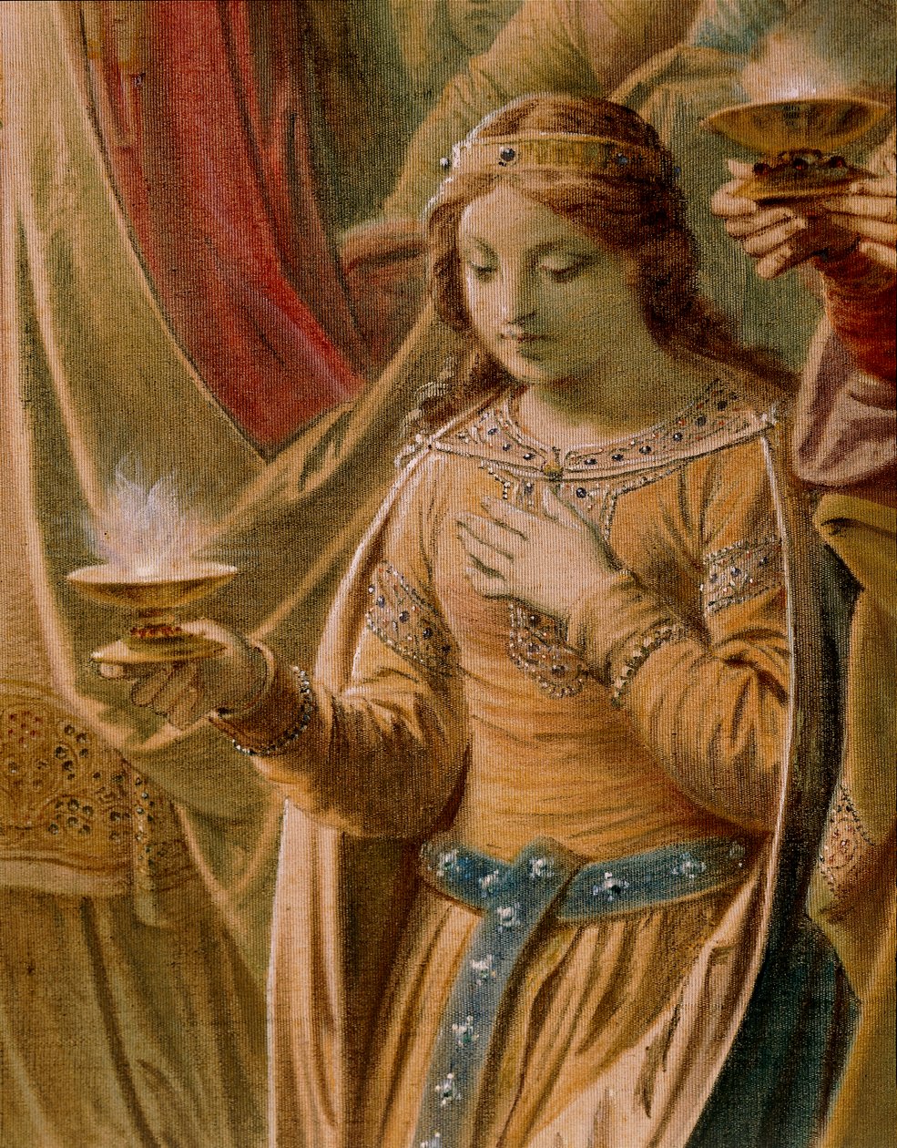 The Miracle of the Grail, fra Lohengrin Sagaen, Salon (olie på lærred) (detalje af 419256) af Wilhelm Hauschild