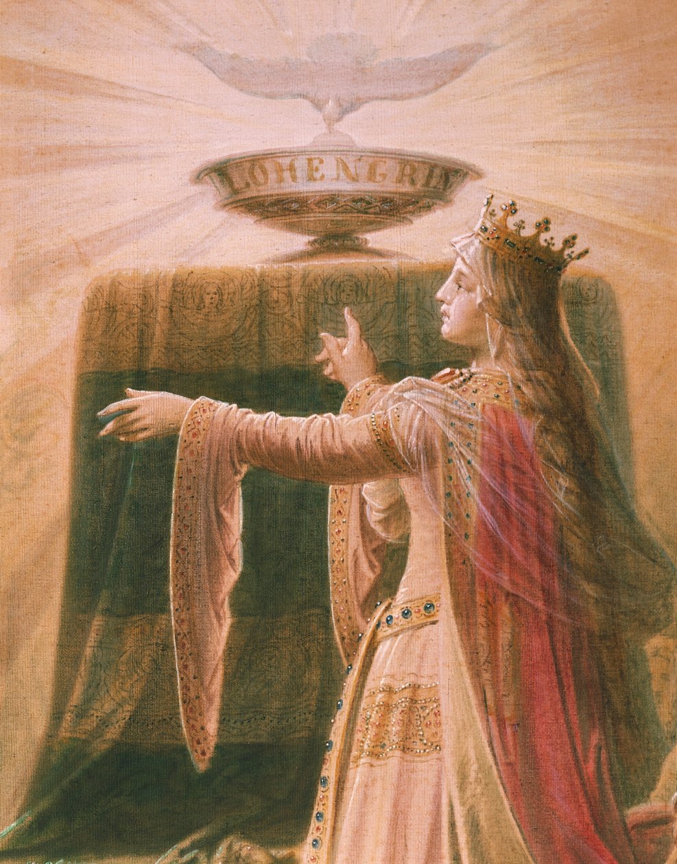The Miracle of the Grail, fra Lohengrin Sagaen, Salon (olie på lærred) (detalje af 419256) af Wilhelm Hauschild