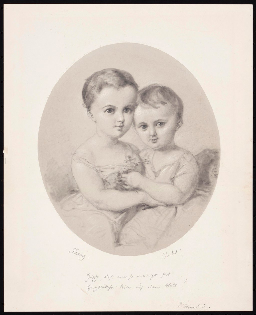 Barnebørnene Fanny og Cécile Hensel, ca 1860. af Wilhelm Hensel