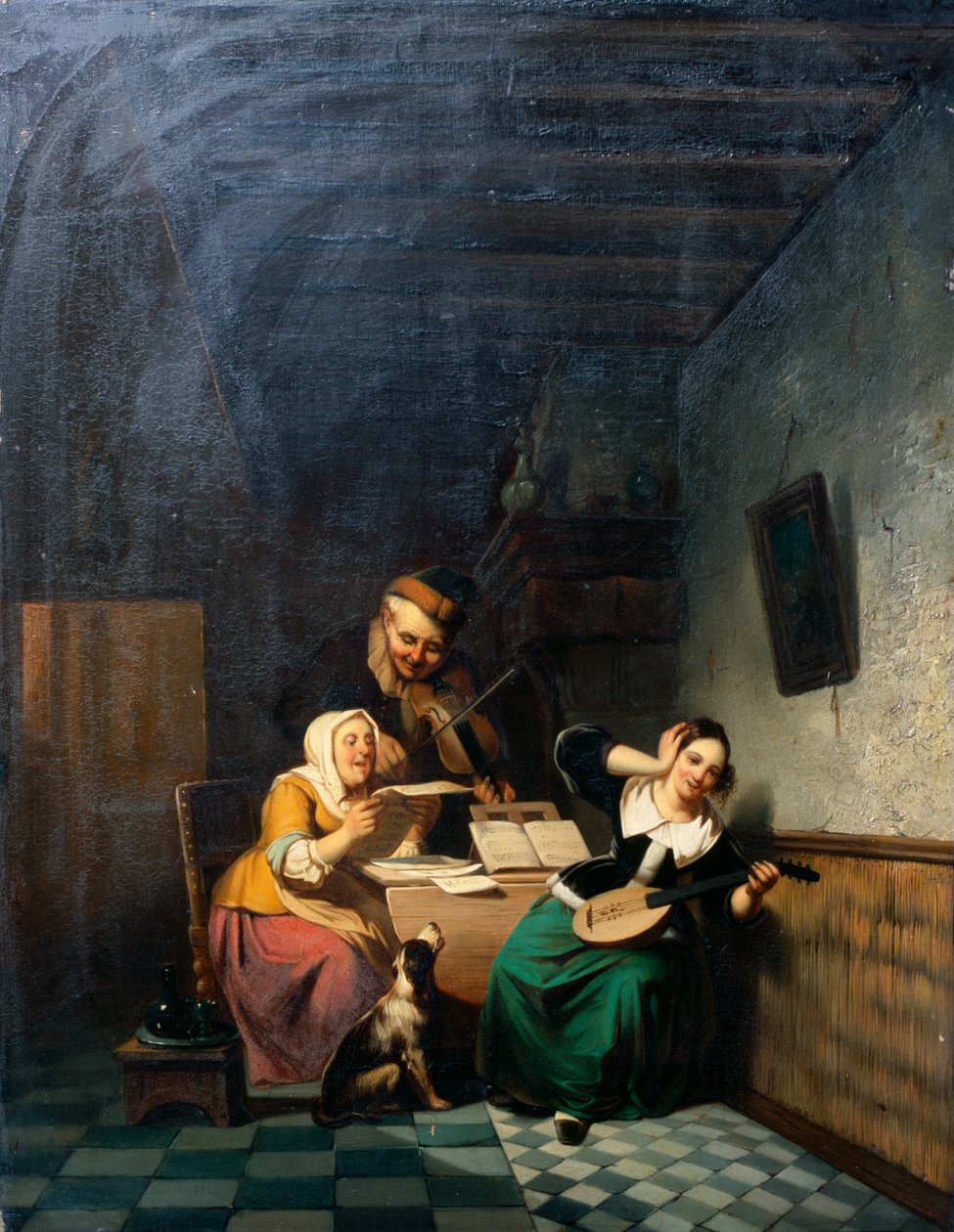 En musikfest (olie på lærred) af Wilhelm J. Schumann