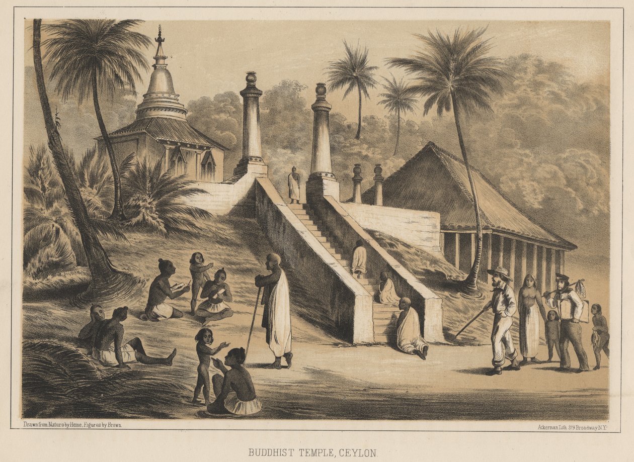 Buddhisttempel, Ceylon, 1855 af Wilhelm Joseph Heine