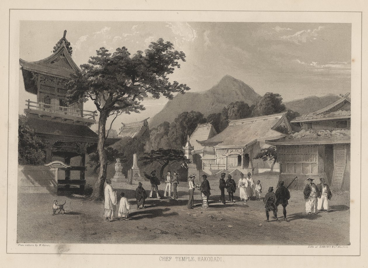 Hovedtemplet, Hakodadi, 1855 af Wilhelm Joseph Heine