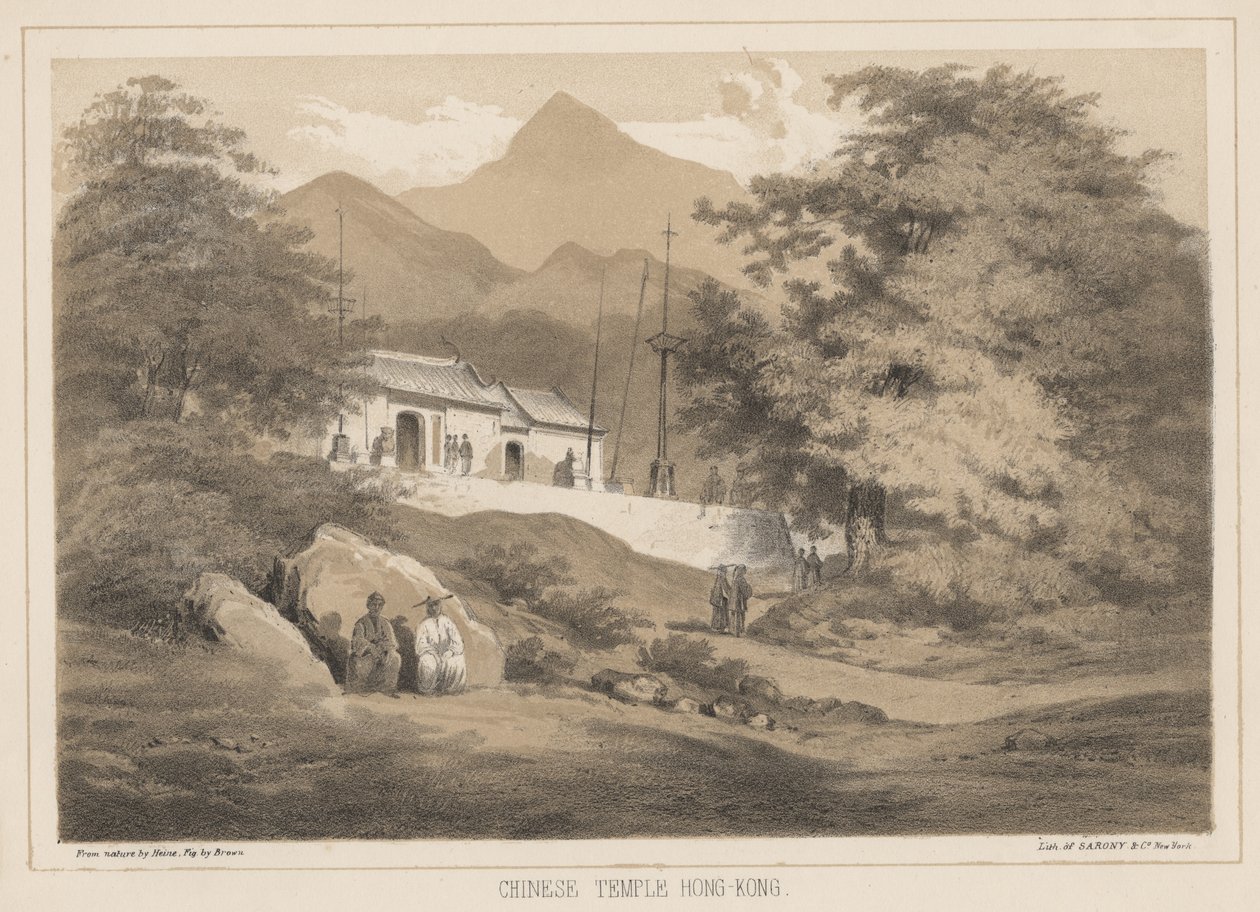 Kinesisk tempel, Hong Kong, 1855 af Wilhelm Joseph Heine