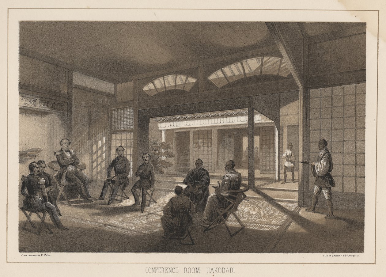 Konferencelokale, Hakodadi, 1855 af Wilhelm Joseph Heine