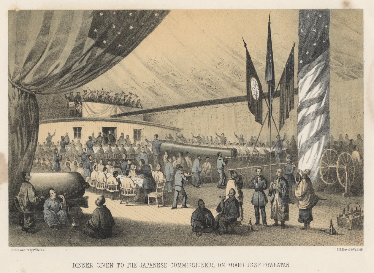 Middag for de japanske kommissærer om bord på U.S.S.S.F. Powhatan, 1855 af Wilhelm Joseph Heine