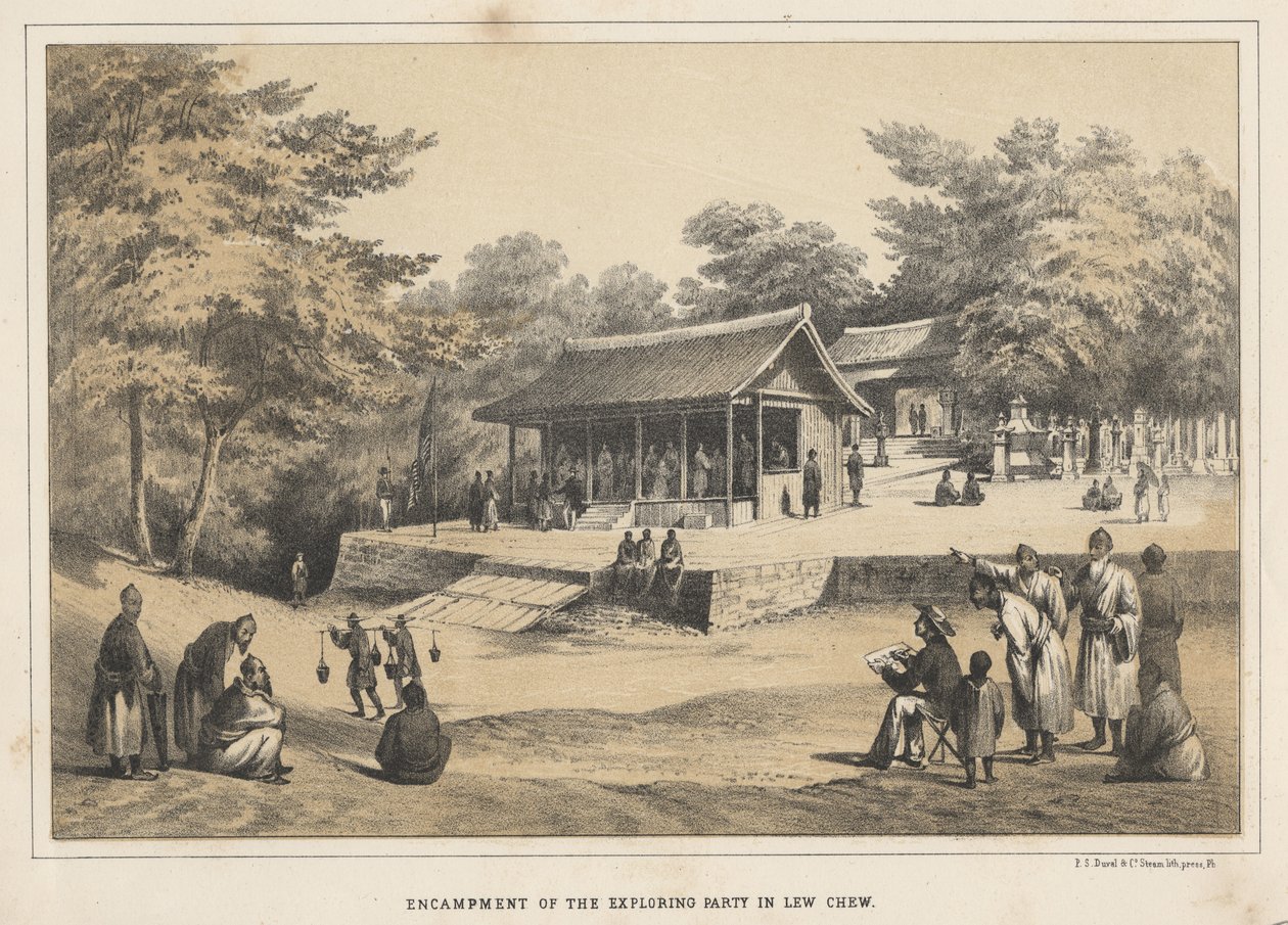 Udforskningspartiets lejr i Lew Chew, 1855 af Wilhelm Joseph Heine