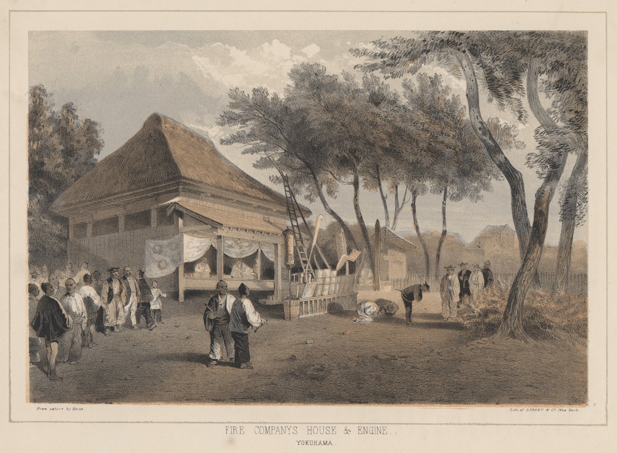 Brandkompagniets hus og motor, flytning, 1855 af Wilhelm Joseph Heine