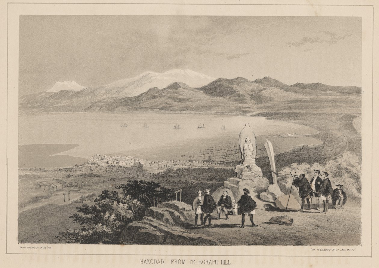 Hakodadi fra Telegraph Hill, 1855 af Wilhelm Joseph Heine