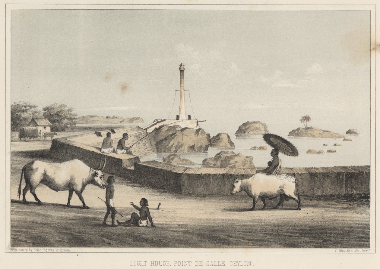 Fyrtårn, Point de Galle, Ceylon, 1855 af Wilhelm Joseph Heine