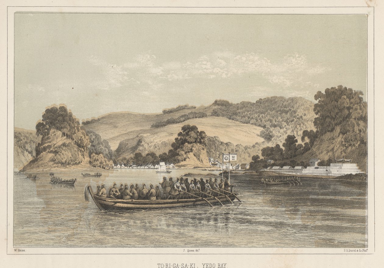 To-Ri-Ga-Sa-Sa-Ki, Yedo-bugten, 1855 af Wilhelm Joseph Heine